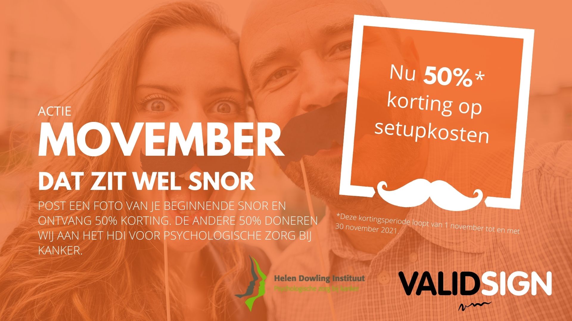Deel je beginnende snor en ontvang 50% op je setupkosten!